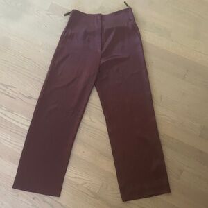 Nanushka Satin-Look Pants in Wine